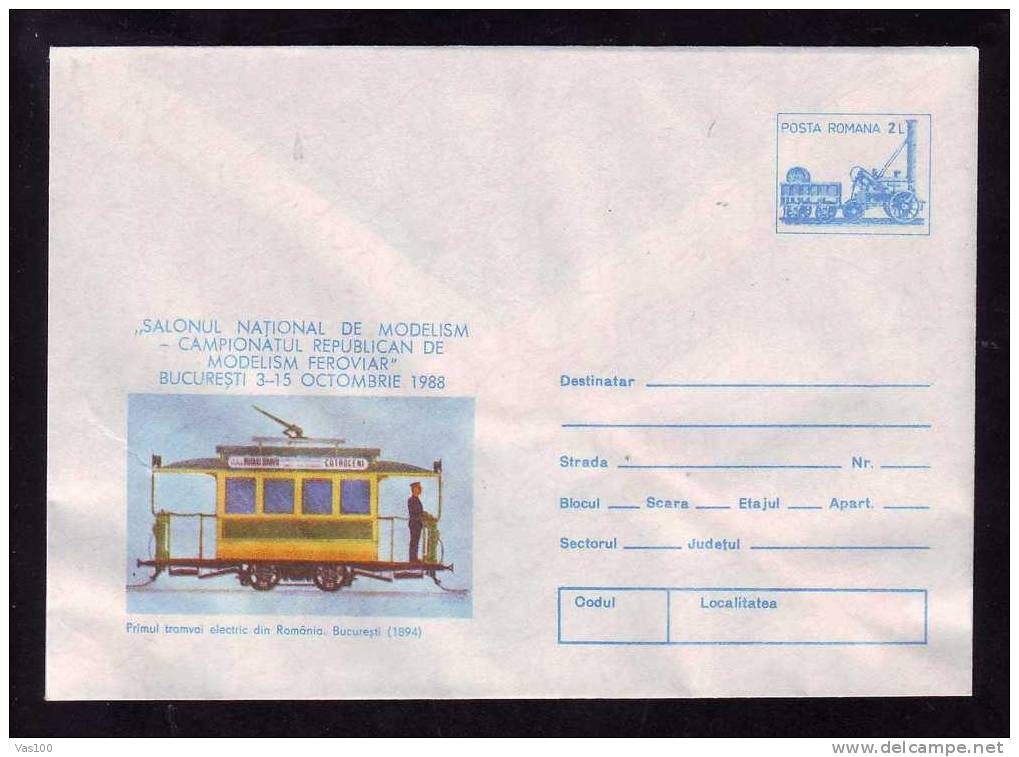 Romania 1988 POSTAL STATIONERY  TRAMWAYS  BUCURESTI,1894. - Tramways