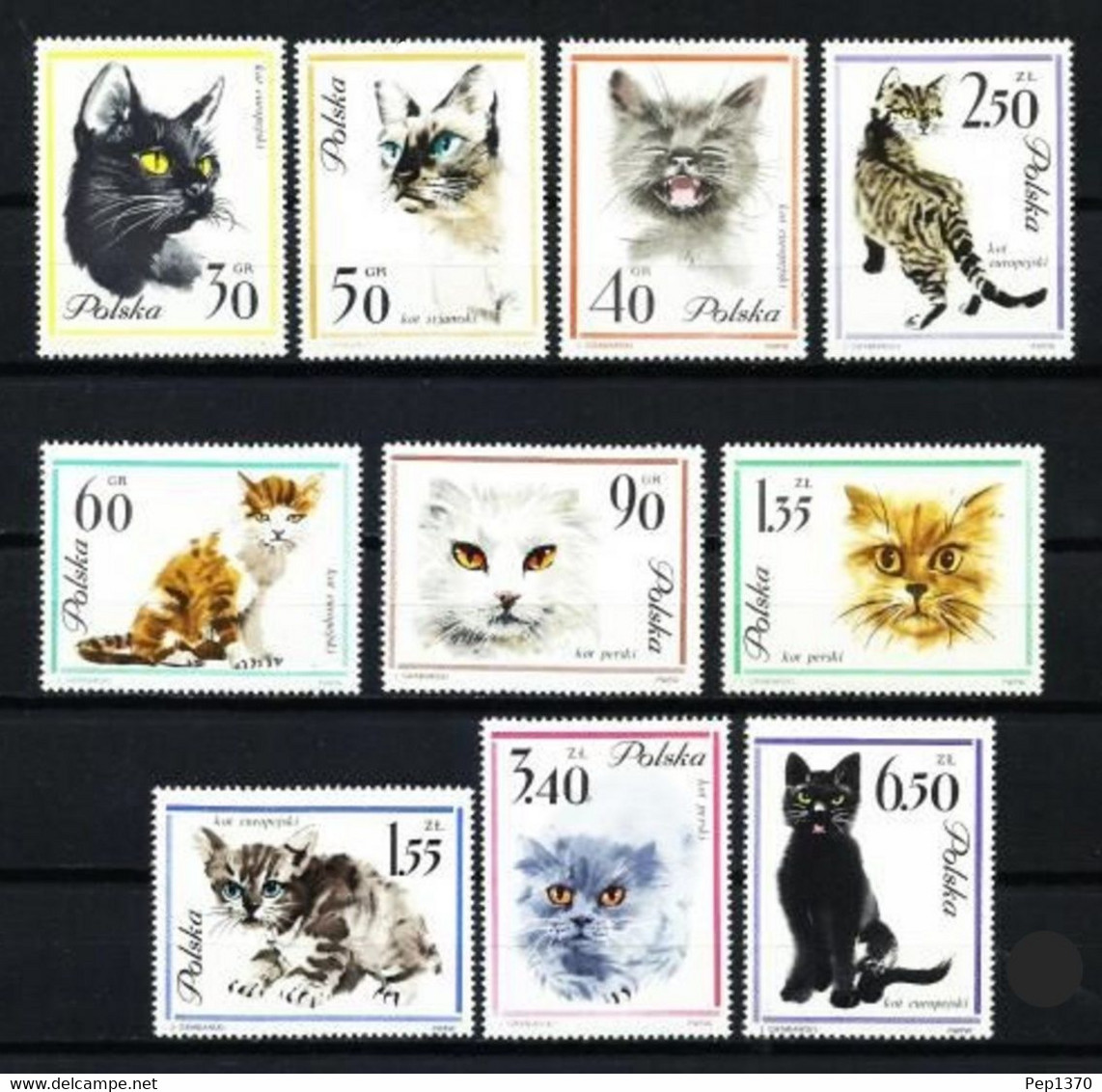 POLONIA 1964 SERIE DE FAUNA GATOS YVERT Nº 1332/41 - Ongebruikt