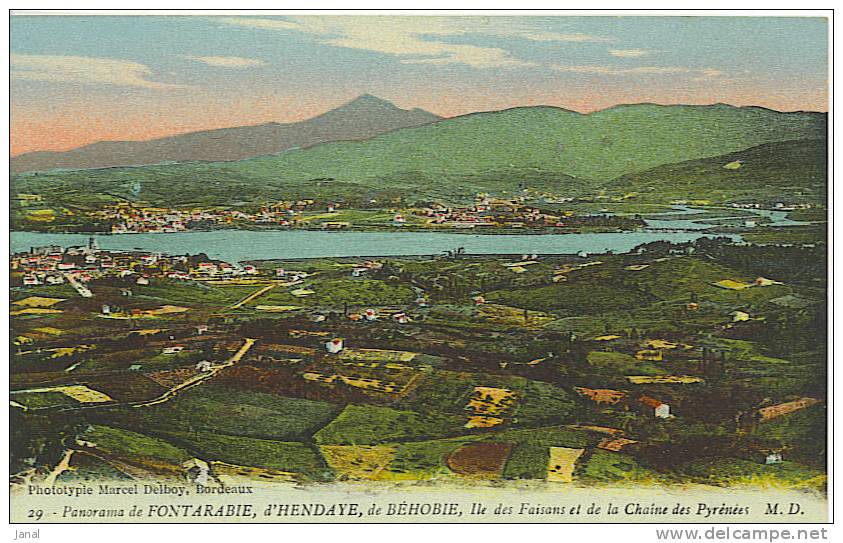 - HENDAYE - PANORAMA DE FONTARABIE, D'HENDAYE, ILE DES FAISANS ET LA CHAINE DES PYRENEES. - Hendaye