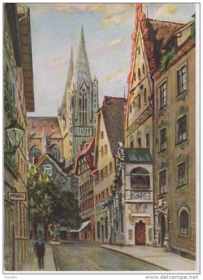 Vestgasse In Ulm - ölgemälde Von Otto Schäffenacker - Ulm