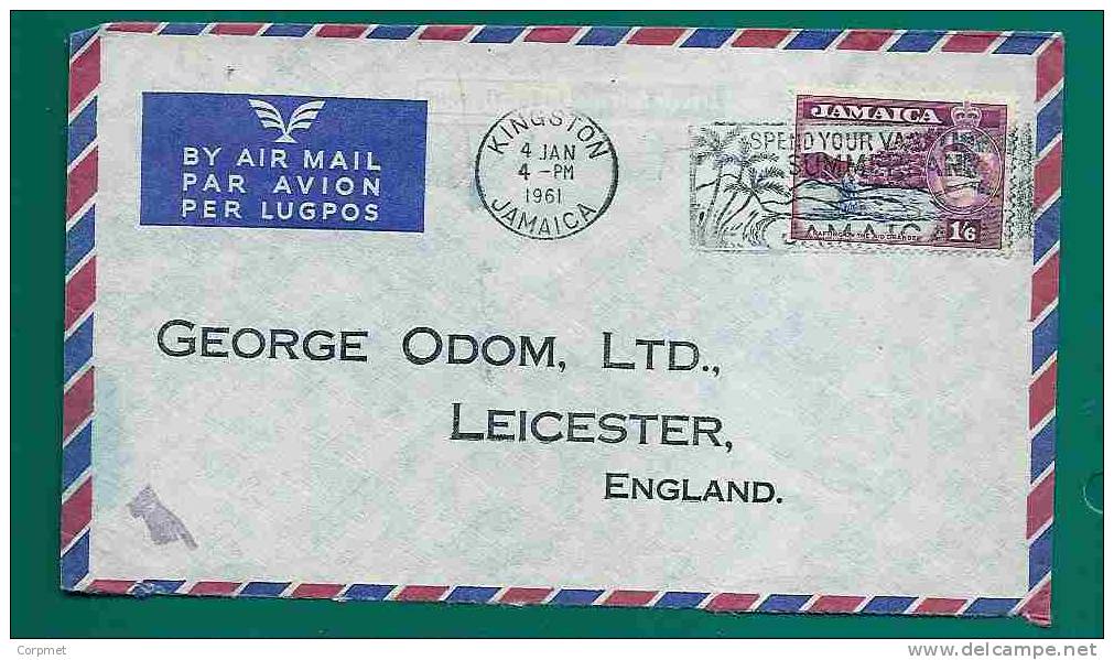 RAFTING - SPORTS - JAMAICA 1961 COVER To LEICESTER, ENGLAND Tied With RAFTING ON THE RIO GRANDE Stamp - Rafting
