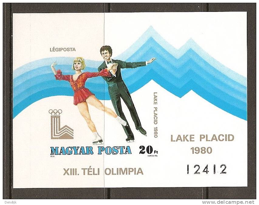1979: Hongarije / Hungary / Ungarn / Hongrie - Michel: BL 140B ** - Invierno 1980: Lake Placid