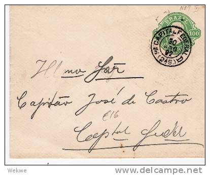 Br094/  BRASILIEN - Kuvert 1 II, Pedro 1892 - Entiers Postaux