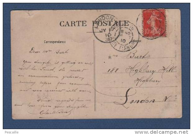 CP CIRCULEE 1910 - PARIS - BUTTES CHAUMONT - BELVEDERE ET ROCHER - District 19