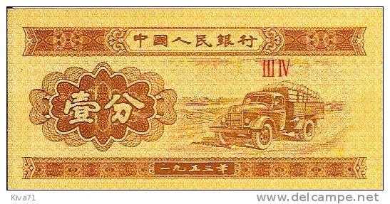 1 Fen   " CHINE"  Camion  1953   UNC   R1 - China