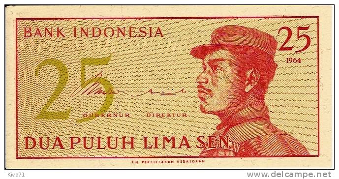 25 Sen   "INDONESIE"   1964    UNC   Ble 40 42 - Indonésie