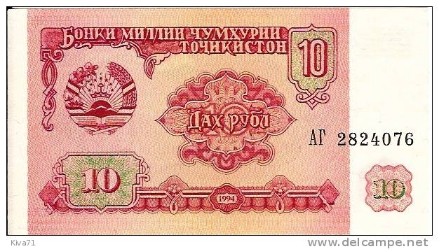 10 Rubles "TADJIKISTAN"       UNC  Ro 62 - Tajikistan