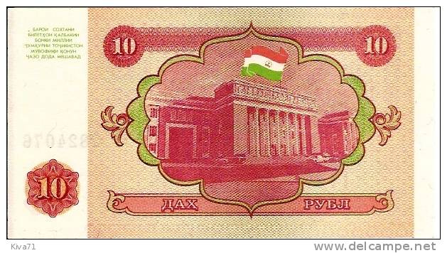 10 Rubles "TADJIKISTAN"       UNC  Ro 62 - Tayikistán