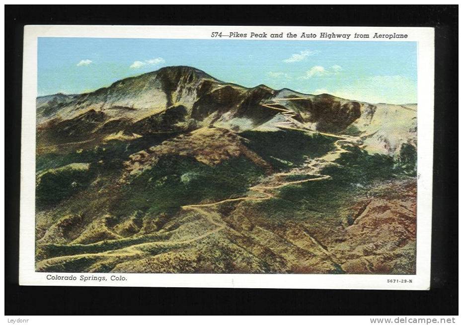 Pikes Peak And The Auto Highway From Aeroplane - Colorado Springs, Colorado - Colorado Springs