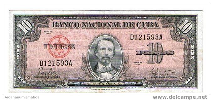 CUBA,10 PESOS 1960 K79 MBC   DL-3696 - Kuba