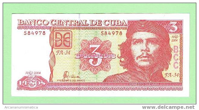 CUBA  3 PESOS  2004 PLANCHA/SC/UNC  CHE GUEVARA    DL-3764 - Cuba