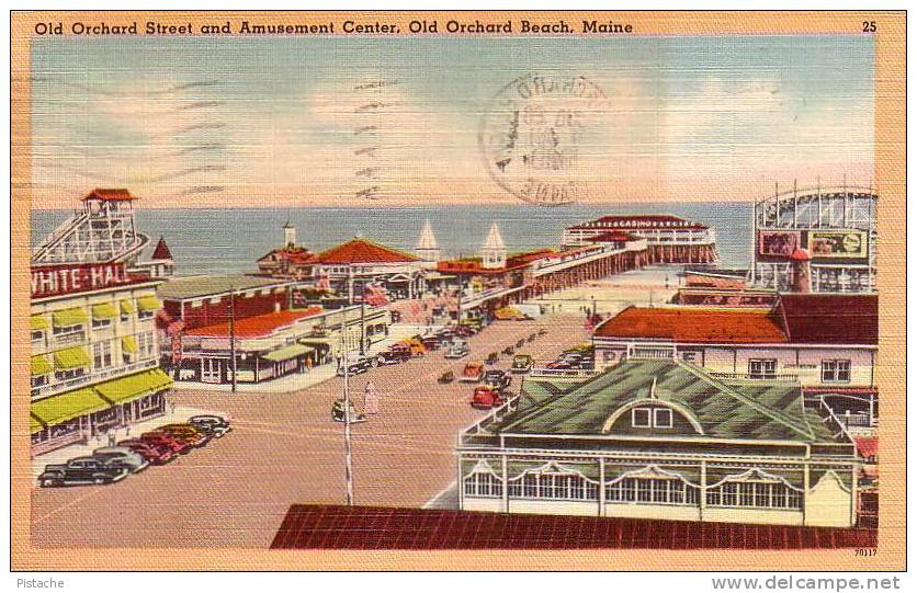 Old Orchard Beach Maine - 1949 - Amusement Foire Manèges - Voyagée - État Très Beau - Fairs