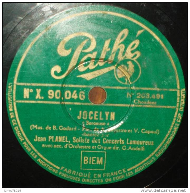 Jean PLANEL - Jocelyn / La Jolie Fille De Perth. 78T Pathé - 78 Rpm - Gramophone Records