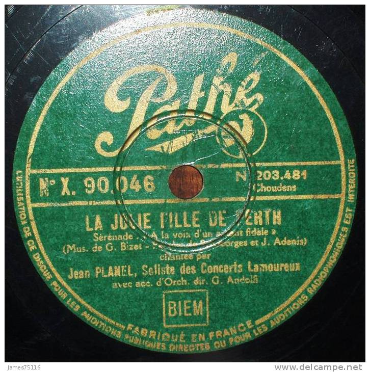 Jean PLANEL - Jocelyn / La Jolie Fille De Perth. 78T Pathé - 78 Rpm - Gramophone Records