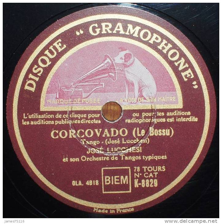 Joseph LUCHESI Et Son Orchestre - Penas Del Corazon (tango) / Corcovado (Le Bossu) (tango). 78T - 78 T - Disques Pour Gramophone