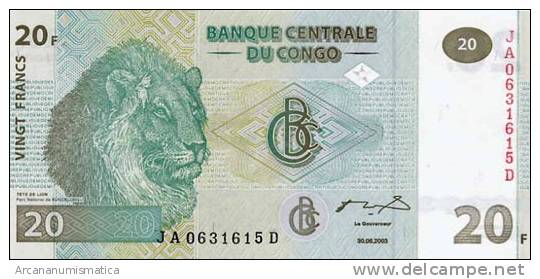 CONGO (Republica Democratica) 20 FRANCOS  30-6-2003  KM#92  PLANCHA/UNC   DL-4092 - Sin Clasificación