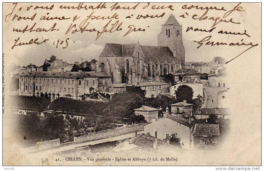 79 CELLES Vue Générale Eglise Et Abbaye (7 Km De Melle) - Celles-sur-Belle