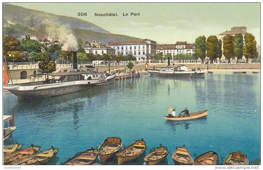 Suisse.Le Port De Neufchâtel..Barque Et Vapeur.Belle Cpa. - Port