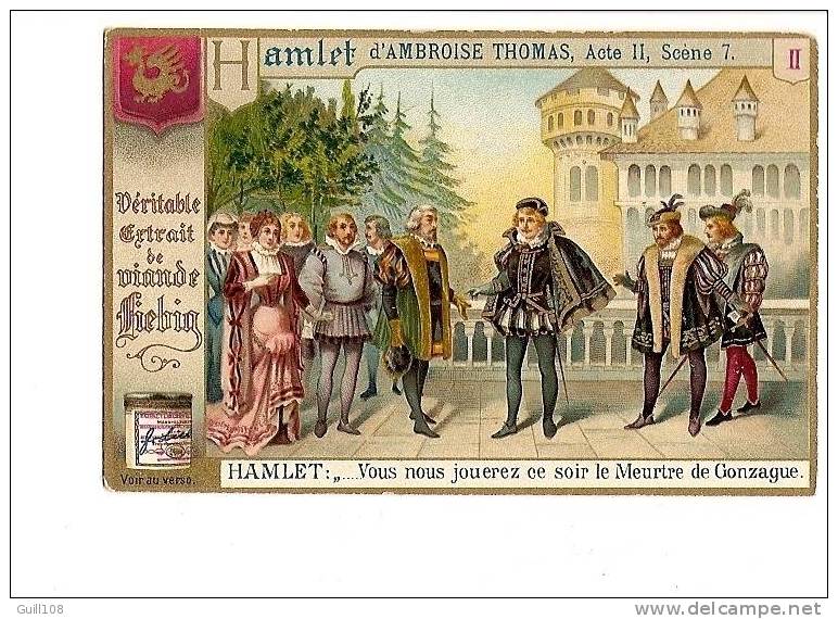 Jolie Chromo Dorée Liebig Hamlet Château Angleterre Théâtre Ambroise Thomas Acte 2 Scène 7 A3-58 - Liebig