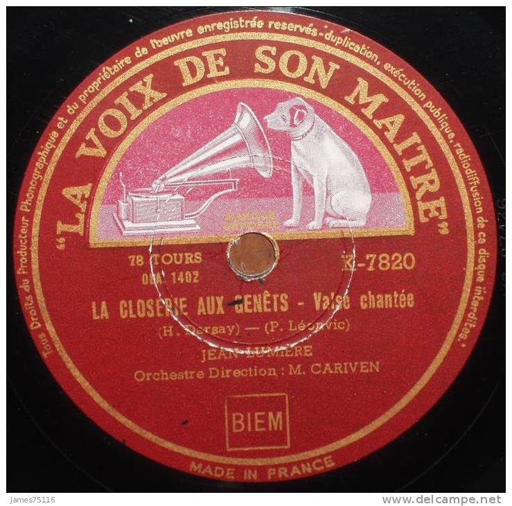 Jean LUMIERE - La Closerie Aux Genêts / Visite à Ninon. 78T Etat Neuf - 78 Rpm - Gramophone Records