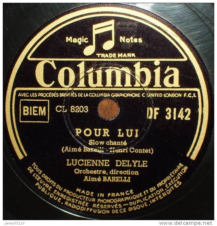 Lucienne DELYLE - Printemps / Pour Lui. 78T Etat Neuf - 78 T - Disques Pour Gramophone