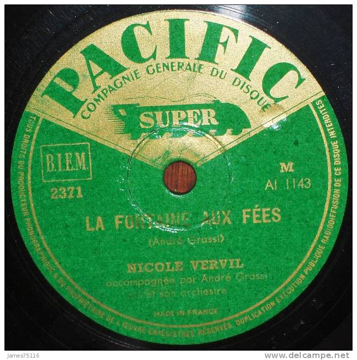 Nicole VERVIL - La Fontaine Aux Fées / Sur La Route Bleue. 78T Très Bon état - 78 T - Grammofoonplaten