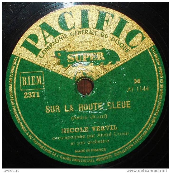 Nicole VERVIL - La Fontaine Aux Fées / Sur La Route Bleue. 78T Très Bon état - 78 Rpm - Schellackplatten