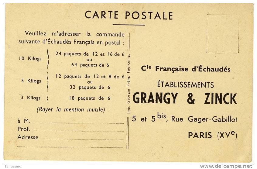 Carte Postale Paris - Compagnie Française D'Echaudés - Emboutissage Des Articles De Cages - Industries, Ateliers, Métier - District 15
