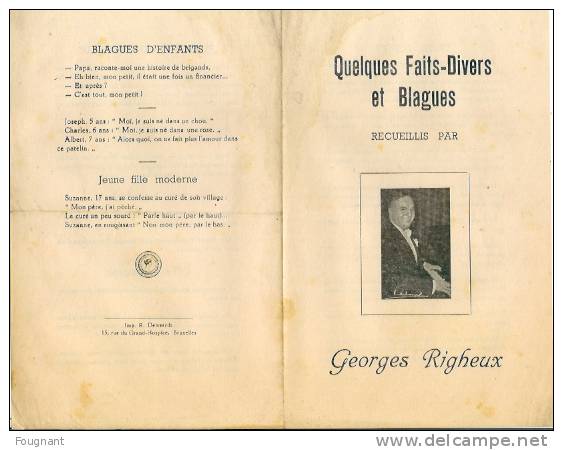 Belgique:Georges Righeux:Quelques Faits-Divers Et Blagues.4 Pages. - Toneel & Vermommingen