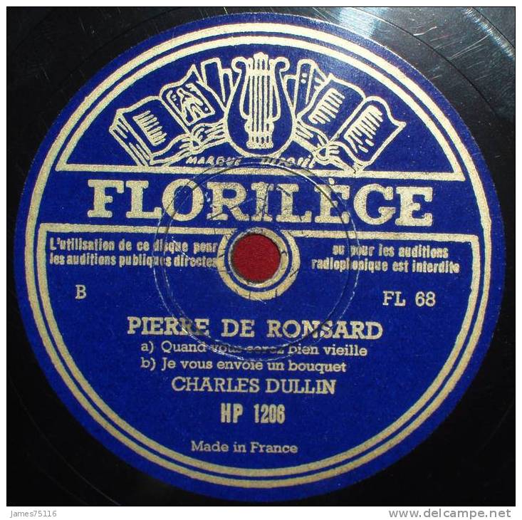 Charles DULLIN - Villon / Ronsard / Molière - 2 Disques 78T Florilège. Etat Neuf - 78 Rpm - Schellackplatten