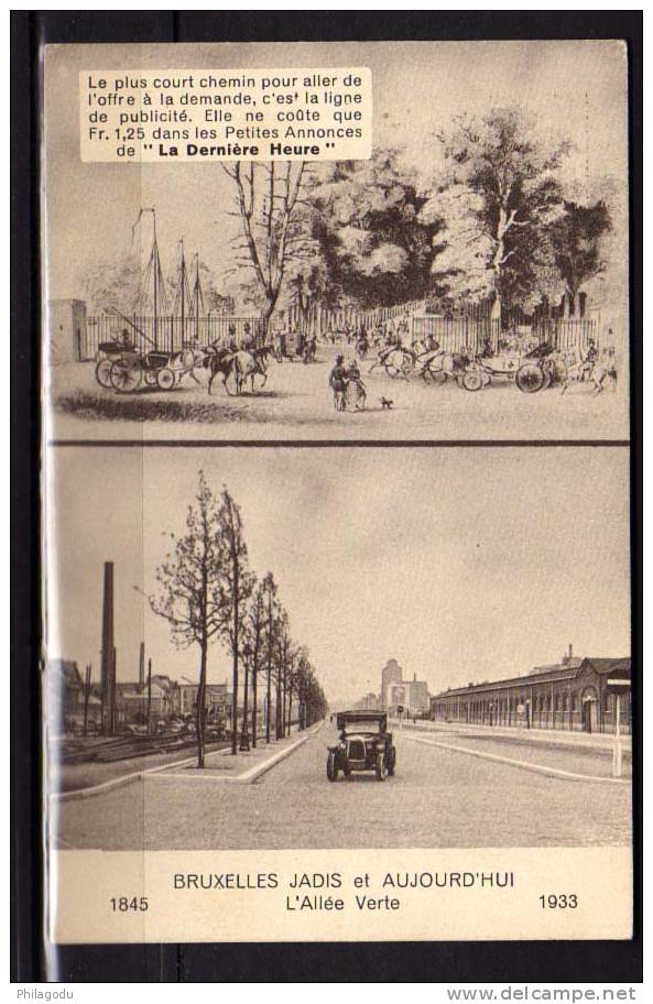 Belgique 1933, Carte Postale Imprimé Publicitaire  De La Dernière Heure Allée Verte à Bruxelles - Typografisch 1932-36 (Ceres En Mercurius)