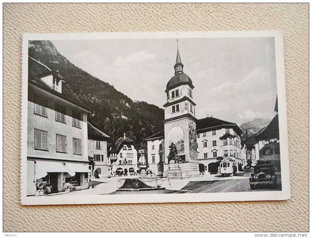 ALTDORF -tram Old Car Dorfplatz Mit Telldenkmal   UR-CH    1930-40´s   VF   D16859 - Altdorf