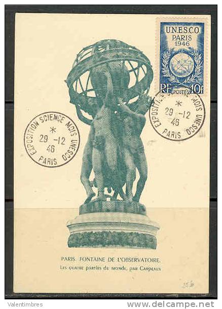 France Carte Maximum  YT 771  Oblitération 29.12.1946  Exposition Mois De L´Unesco - 1940-1949