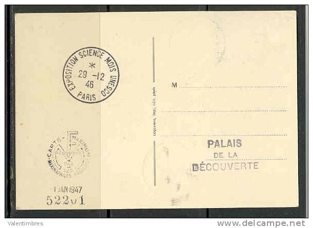 France Carte Maximum  YT 771  Oblitération 29.12.1946  Exposition Mois De L´Unesco - 1940-1949