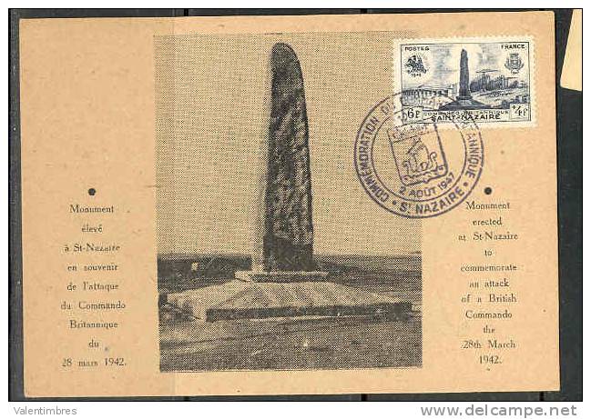 France Carte Maximum  YT 786  Oblitération 2.8.1947 Monument à Saint Nazaire - 1940-1949