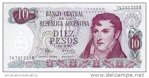 ARGENTINA  10  PESOS (1970-73)  KM#289  PLANCHA/UNC   DL-4274 - Argentinië
