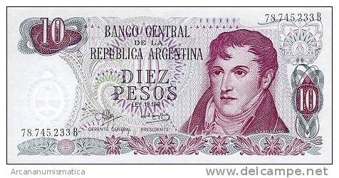 ARGENTINA  10  PESOS (1970-73)  KM#289  PLANCHA/UNC   DL-4274 - Argentine