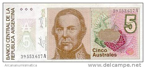 ARGENTINA  5 AUSTRALES 1986  KM#324   PLANCHA/UNC   DL-4283 - Argentina