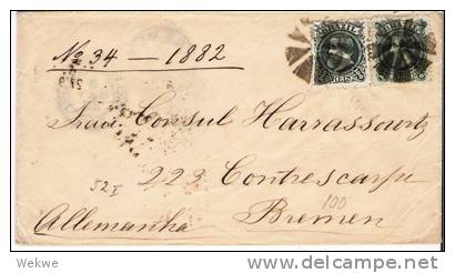 Br091/ -  BRASILIEN  - Pedro 2 X 100 Reis Nach Bremen 1882 Ex Rio De Janairo - Lettres & Documents