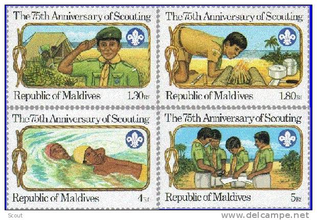 MALDIVE - MALDIVE IS. - MALDIVES - 1982 - 75° ANN. DEGLI SCOUTS - YT 896/899 MI 977/980 ** - Autres & Non Classés