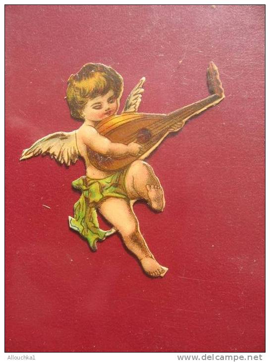 IMAGE & CHROMOS DECOUPIS EN RELIEF CERTAINS ENTRE 1890 & APRES 1900  / MAGNIFIQUE ANGE INSTRUMENT CORDE MANDOLINE BANJO - Angels