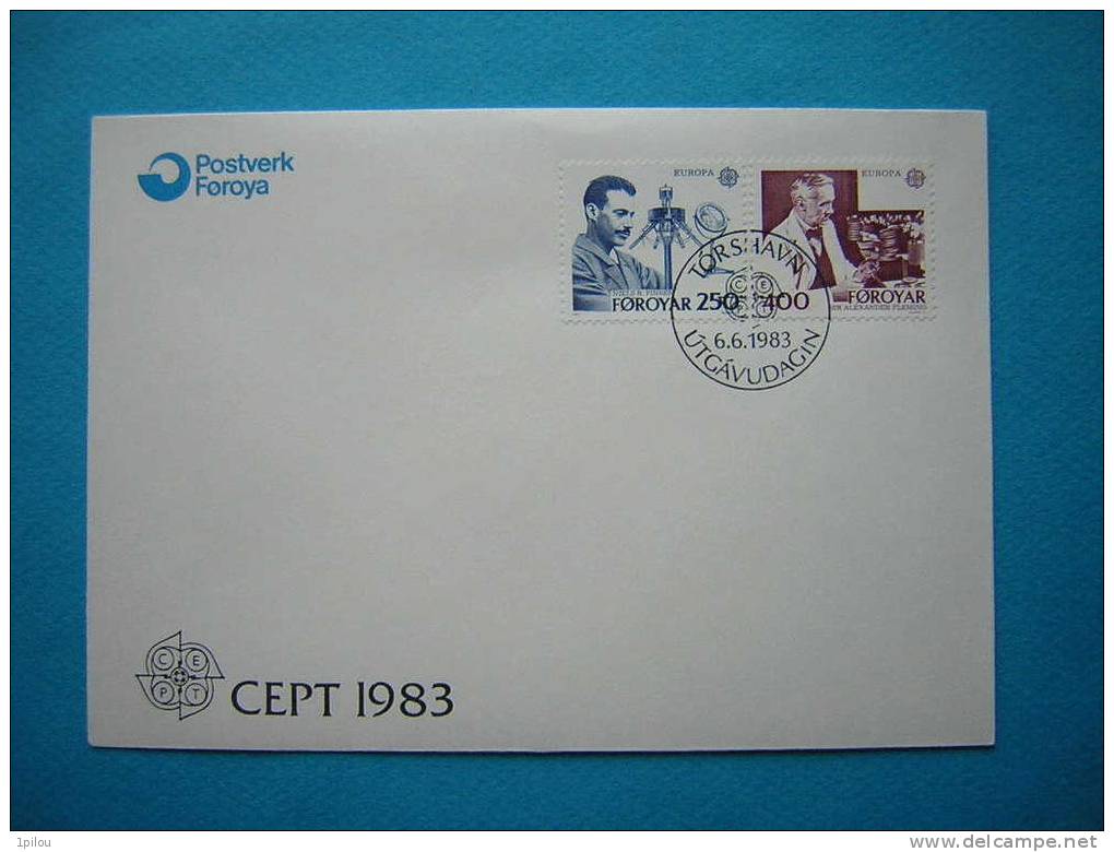 ILES FEROE. EUROPA. ENVELOPPE 1er JOUR. A. FLEMING Et R. FINSEN  PRIX NOBEL. - 1983