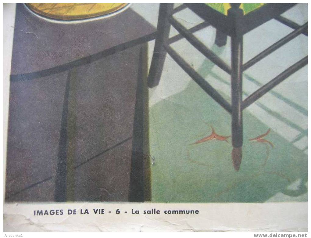 ANCIENNE AFFICHE SCOLAIRE IMAGES DE LA VIE "LA SALLE COMMUNE" EDITION BOURELLIER SIGNEE POIRIE - Manifesti