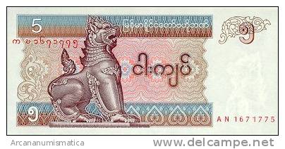 BIRMANIA/MYANMAR  5 KYATS  1996  KM#70  PLANCHA/UNC   DL-4450 - Myanmar