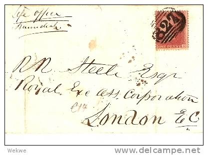 GBV066 / Uttoxeter-London 1861, Nr.-Stempel 827 - Brieven En Documenten