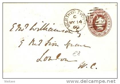 GBV078 / One Penny Couvert 1860 Merthyr Tydvu, London - Cartas & Documentos