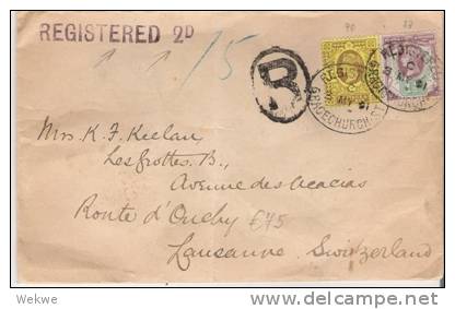 GBV085 / Registered 2 D, Zusatzstempel Für Einschreiben 1901, Ex Gracechurch Nach Lausanne, Schweiz - Covers & Documents