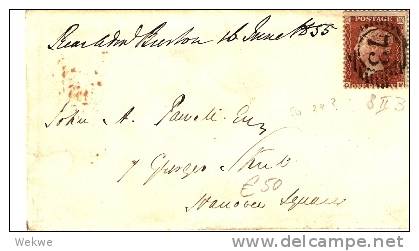 GBV090 / Handstempel 73 Auf One Penny 1855 (Blued Paper) - Lettres & Documents