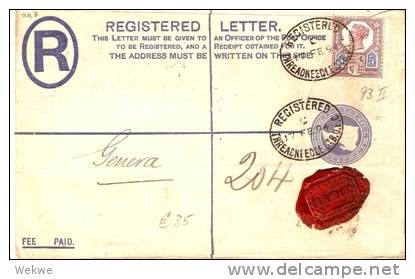 GBV091 / Einschreiben Schweiz 1894, GA Mit Marke 5 D - Storia Postale