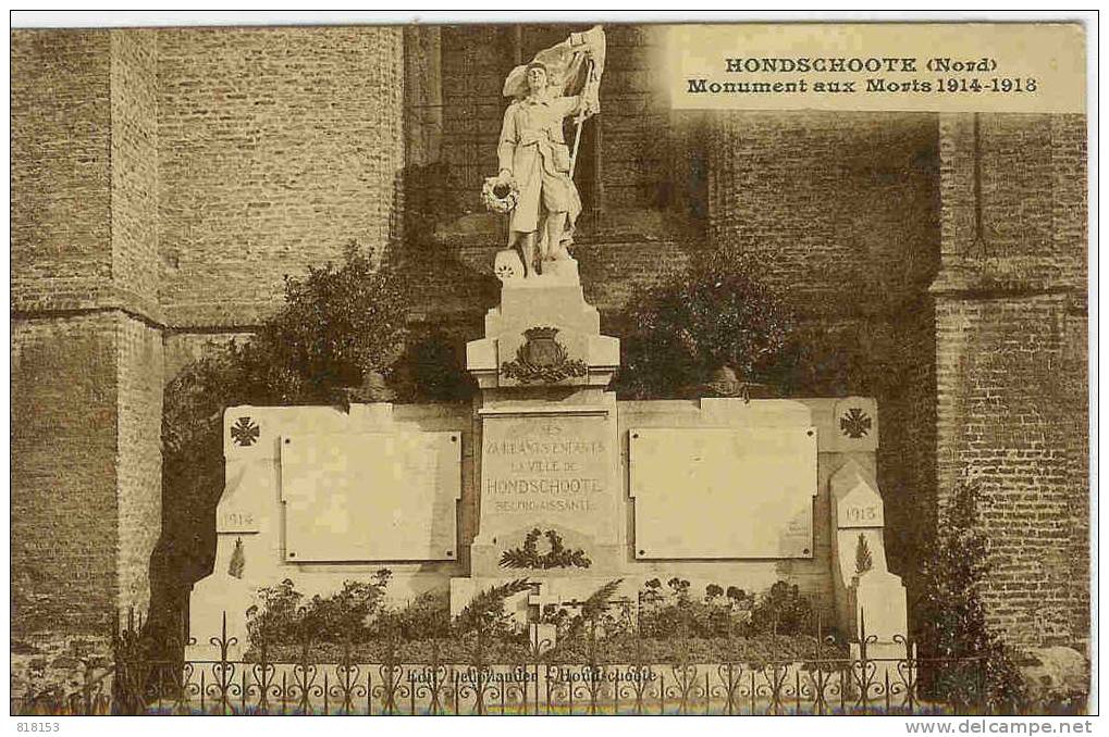 HONDSCHOOTE (Nord)  - Monument Aux Morts 1914-1918 - Hondshoote